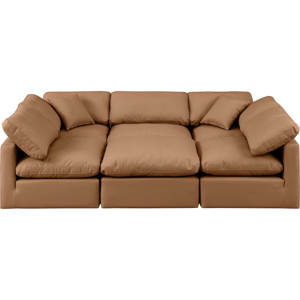Indulge Cognac Vegan Leather Modular Sectional