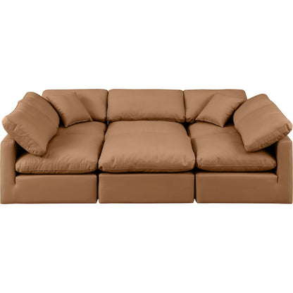 Indulge Cognac Vegan Leather Modular Sectional