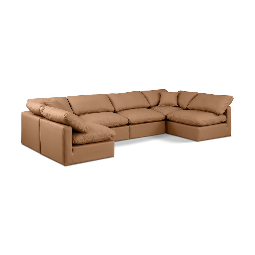 Indulge Cognac Vegan Leather Modular Sectional