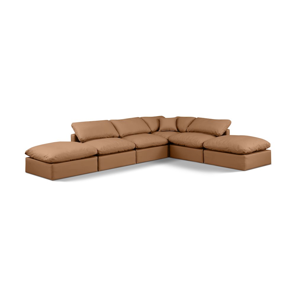 Indulge Cognac Vegan Leather Modular Sectional