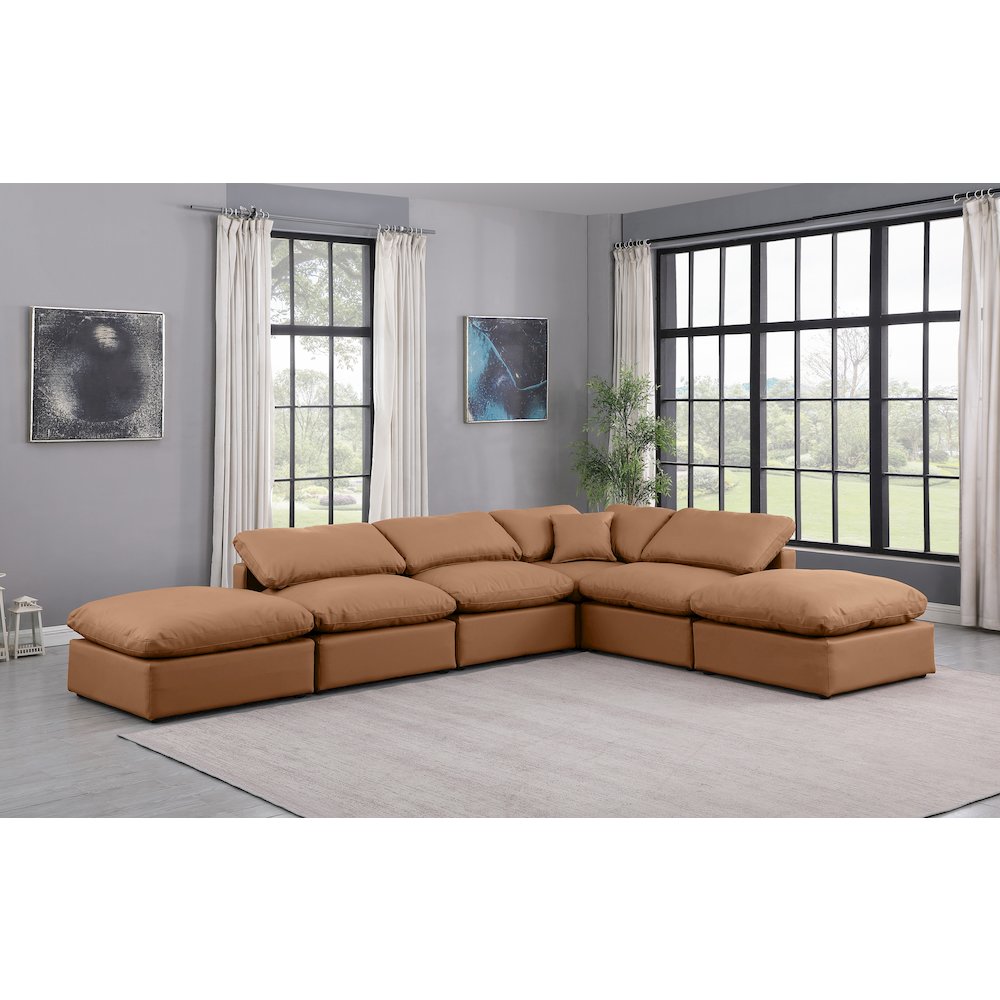 Indulge Cognac Vegan Leather Modular Sectional