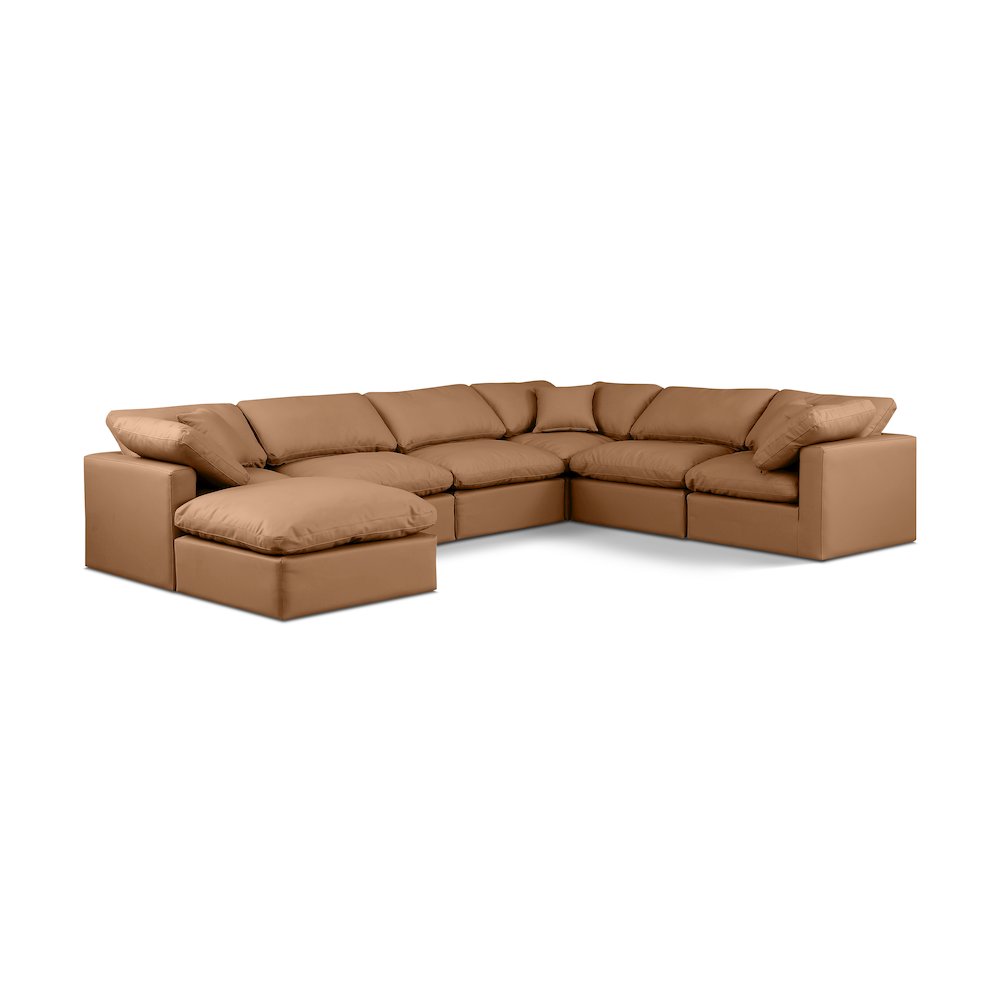 Indulge Cognac Vegan Leather Modular Sectional