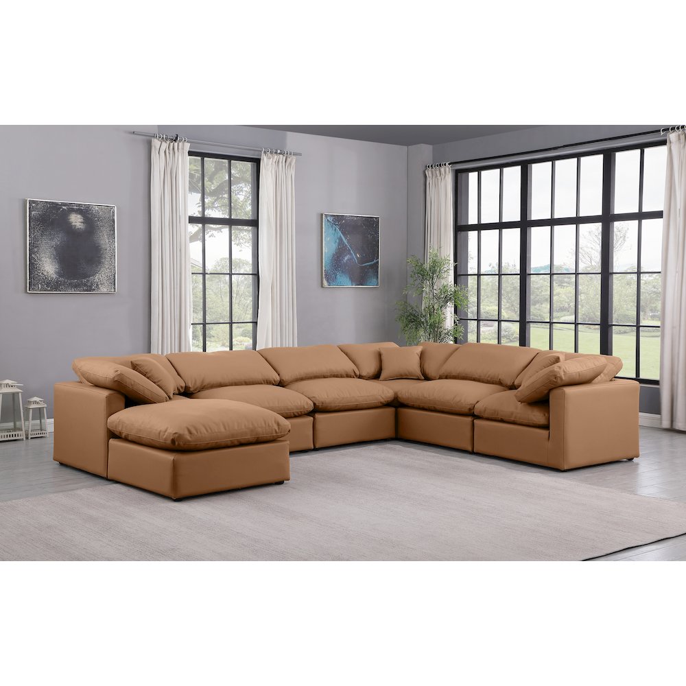 Indulge Cognac Vegan Leather Modular Sectional