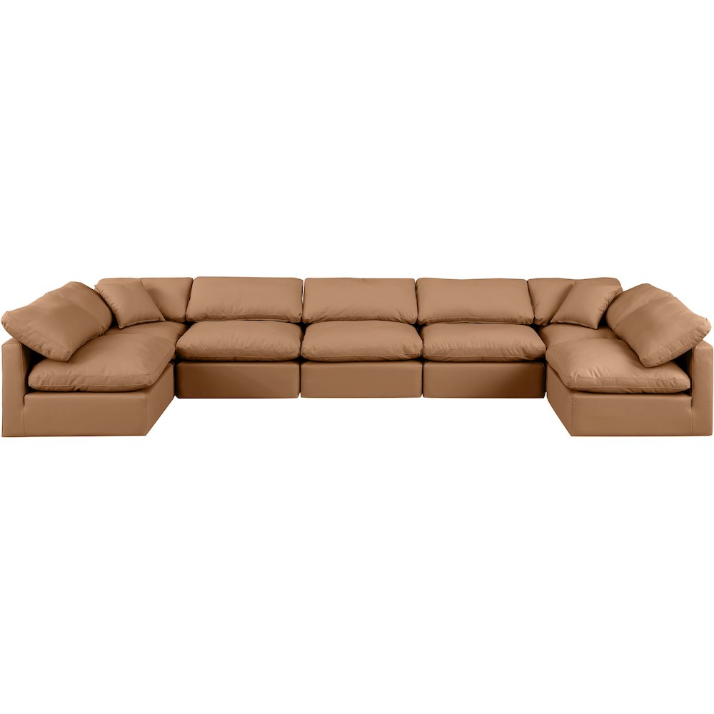 Indulge Cognac Vegan Leather Modular Sectional