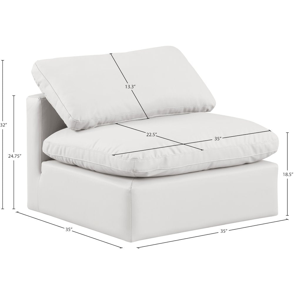 Indulge Cream Vegan Leather Armless Chair