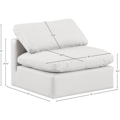 Indulge Cream Vegan Leather Armless Chair