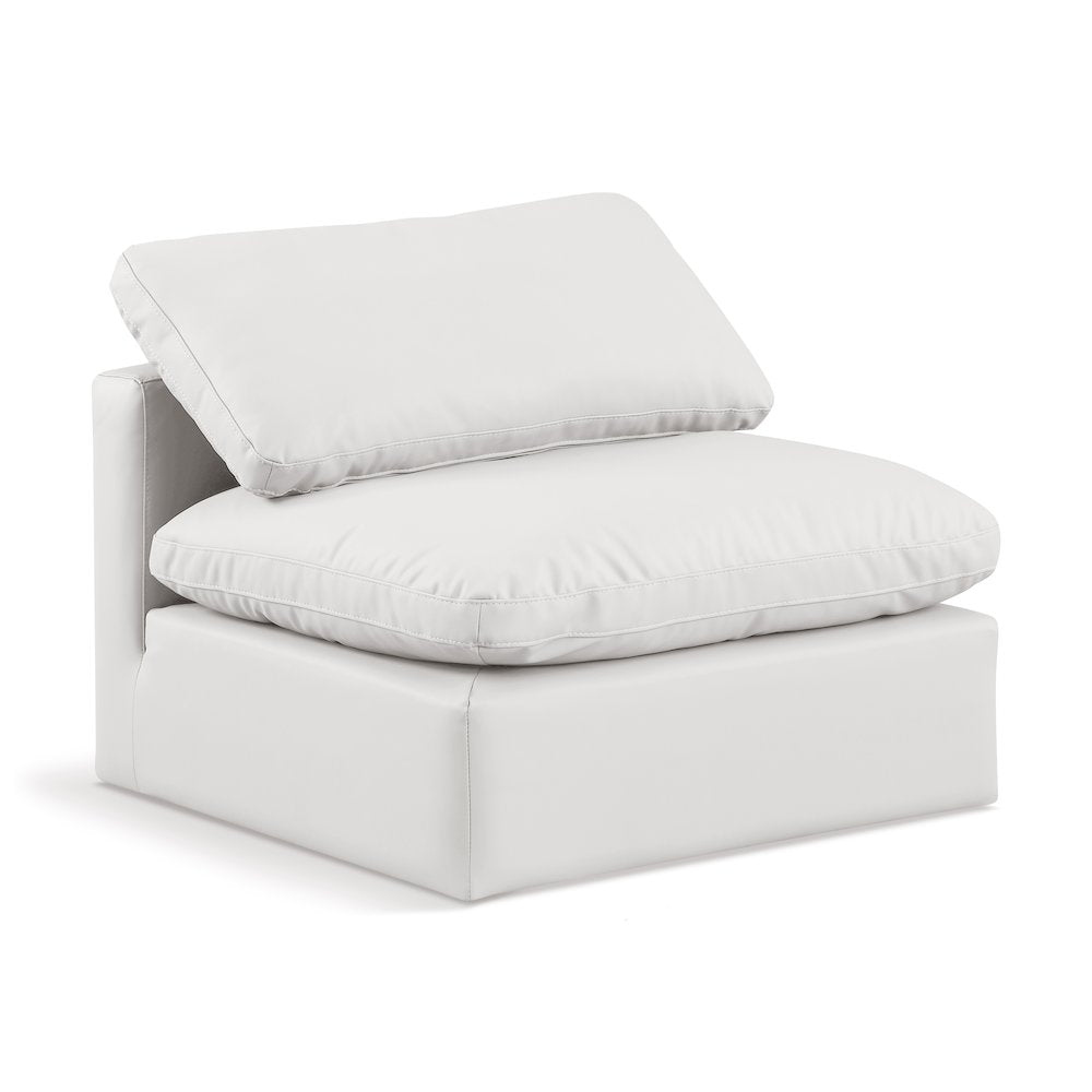 Indulge Cream Vegan Leather Armless Chair