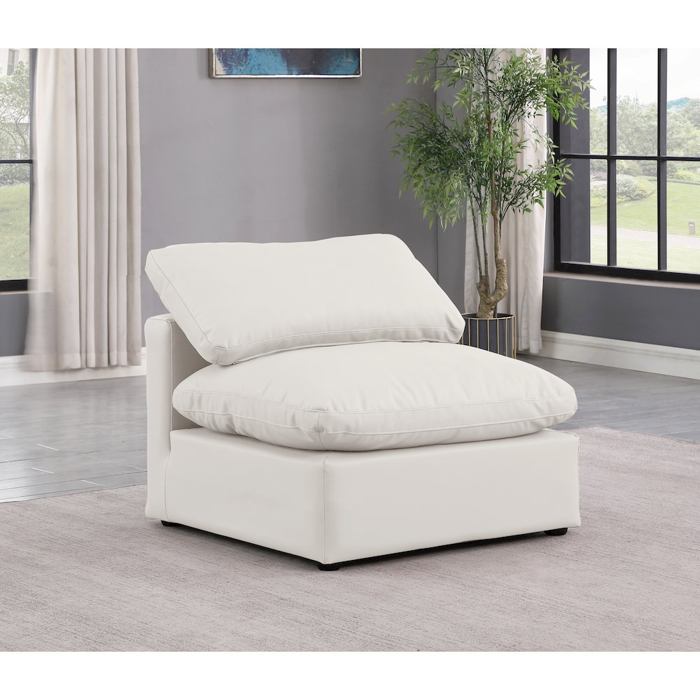 Indulge Cream Vegan Leather Armless Chair