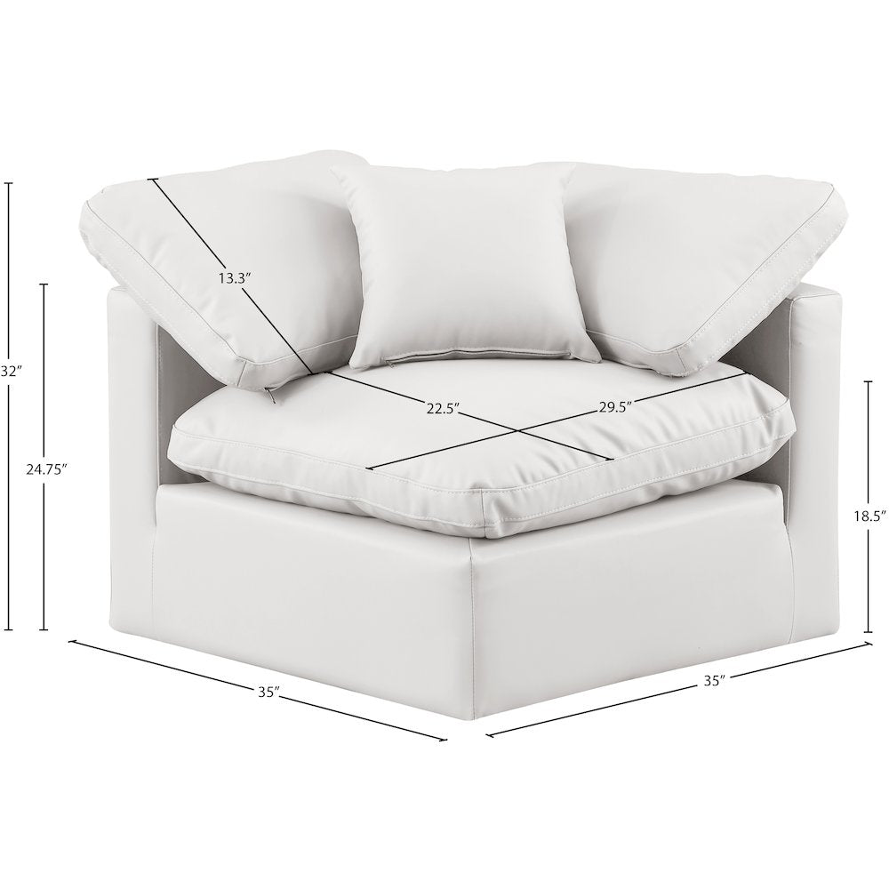 Indulge Cream Vegan Leather Corner Chair