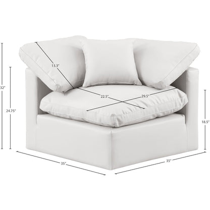Indulge Cream Vegan Leather Corner Chair