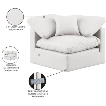 Indulge Cream Vegan Leather Corner Chair