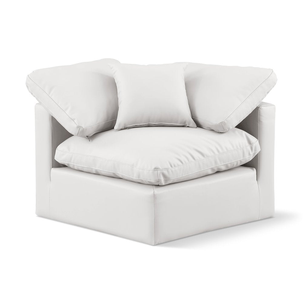 Indulge Cream Vegan Leather Corner Chair