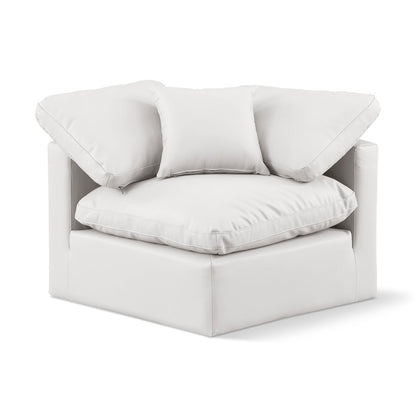 Indulge Cream Vegan Leather Corner Chair