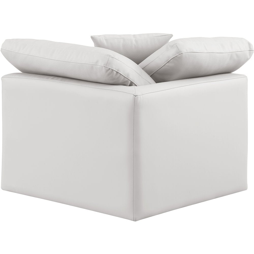 Indulge Cream Vegan Leather Corner Chair