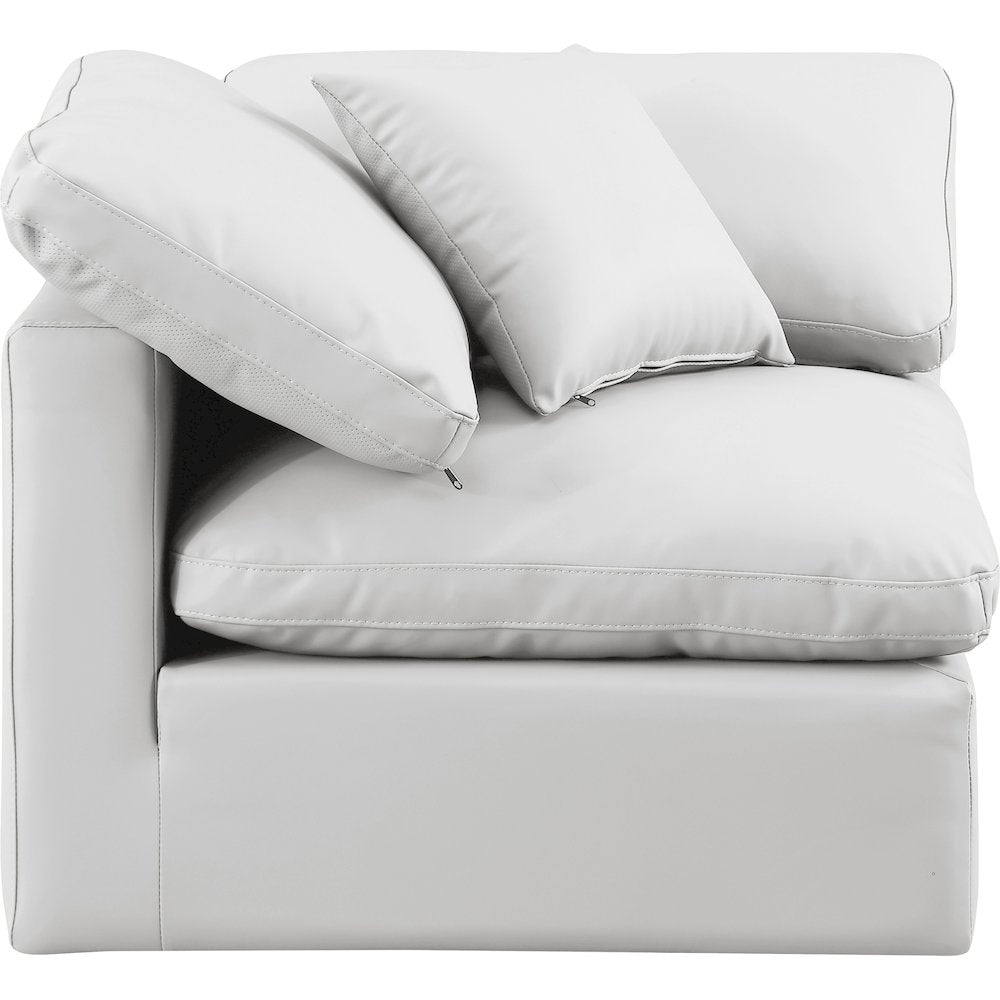 Indulge Cream Vegan Leather Corner Chair
