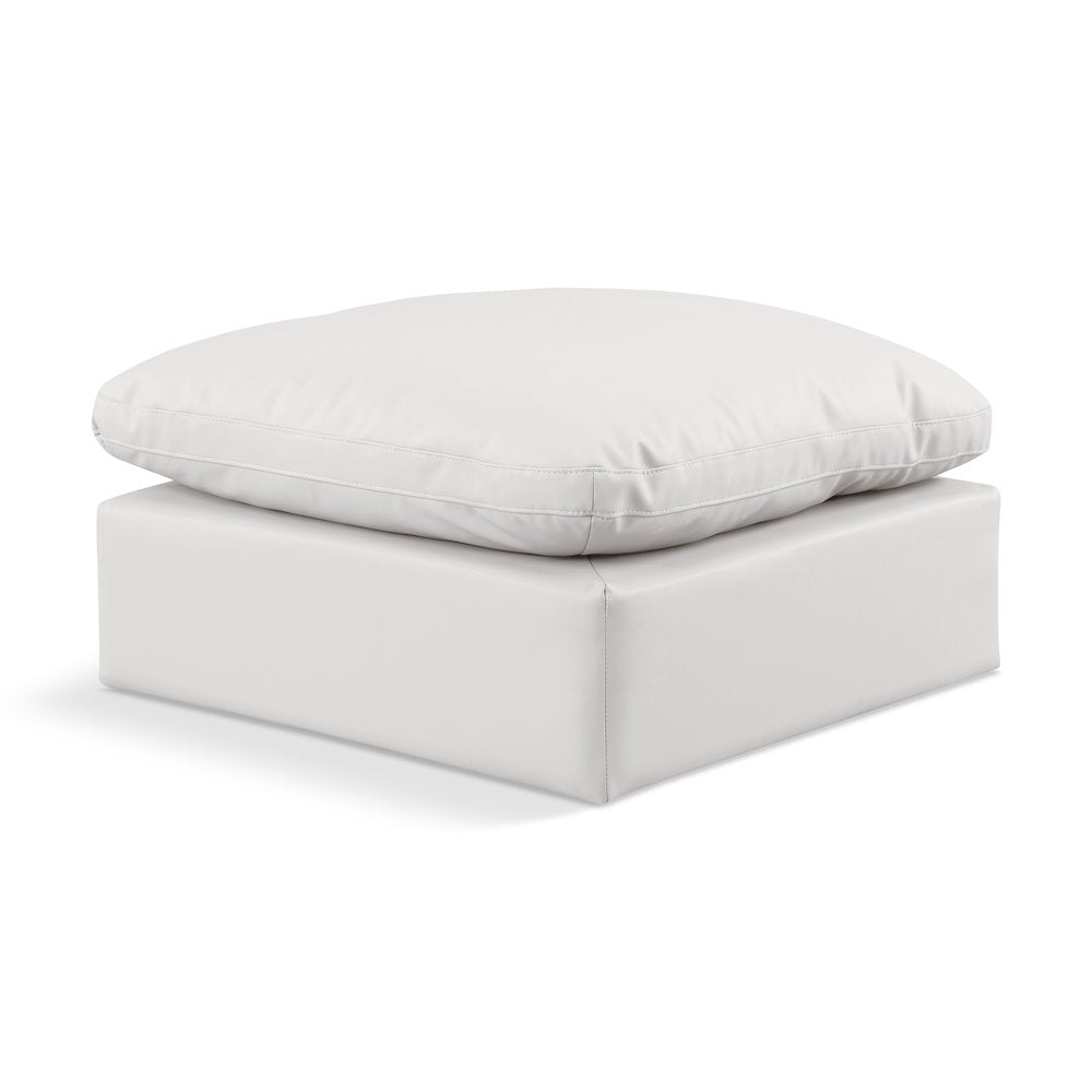 Indulge Cream Vegan Leather Ottoman