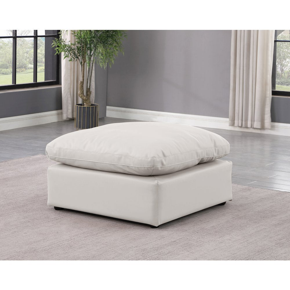 Indulge Cream Vegan Leather Ottoman