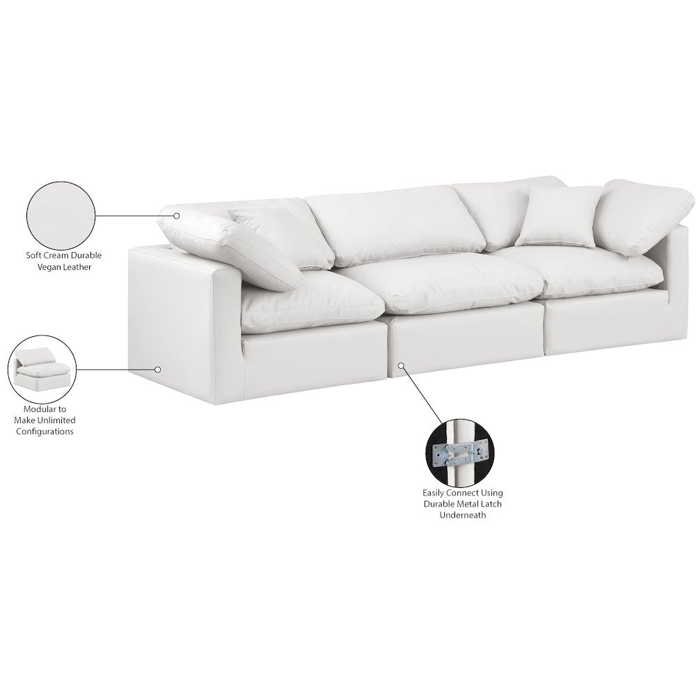 Indulge Cream Vegan Leather Modular Sofa