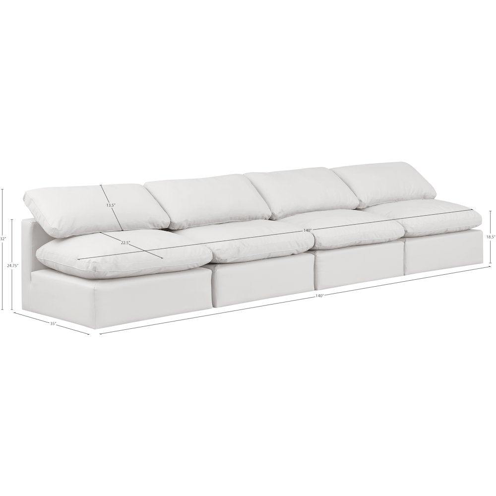 Indulge Cream Vegan Leather Modular Sofa