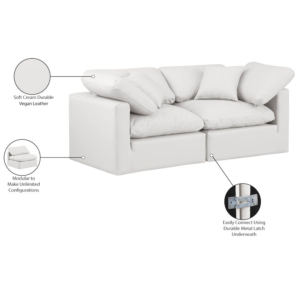 Indulge Cream Vegan Leather Modular Sofa