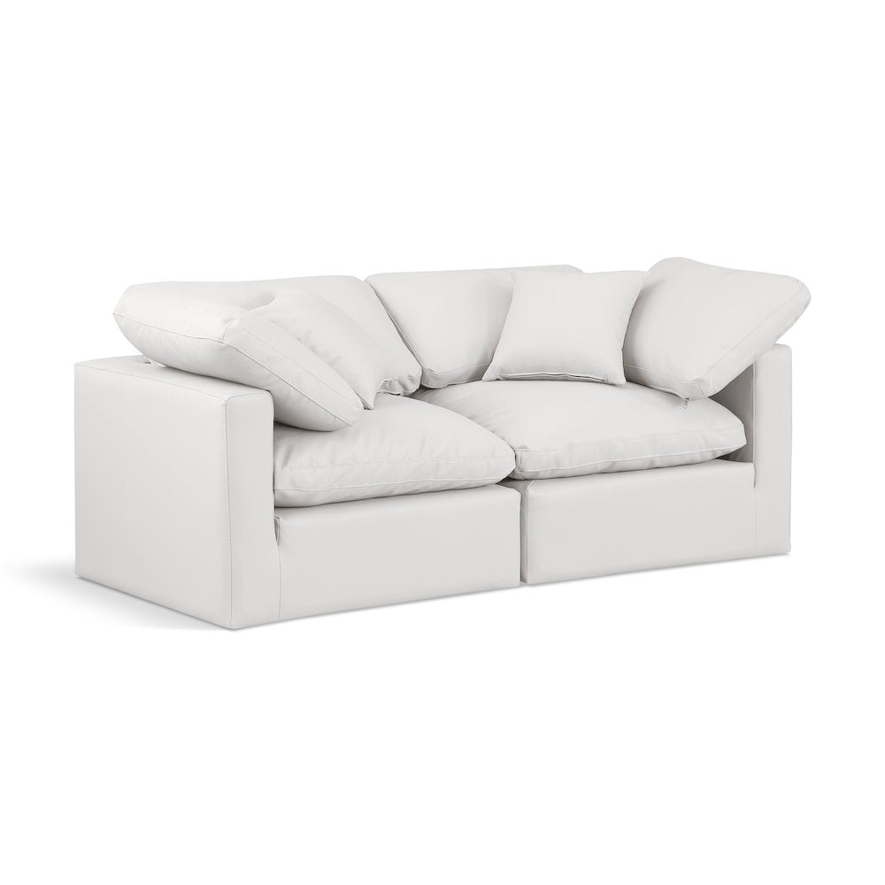 Indulge Cream Vegan Leather Modular Sofa