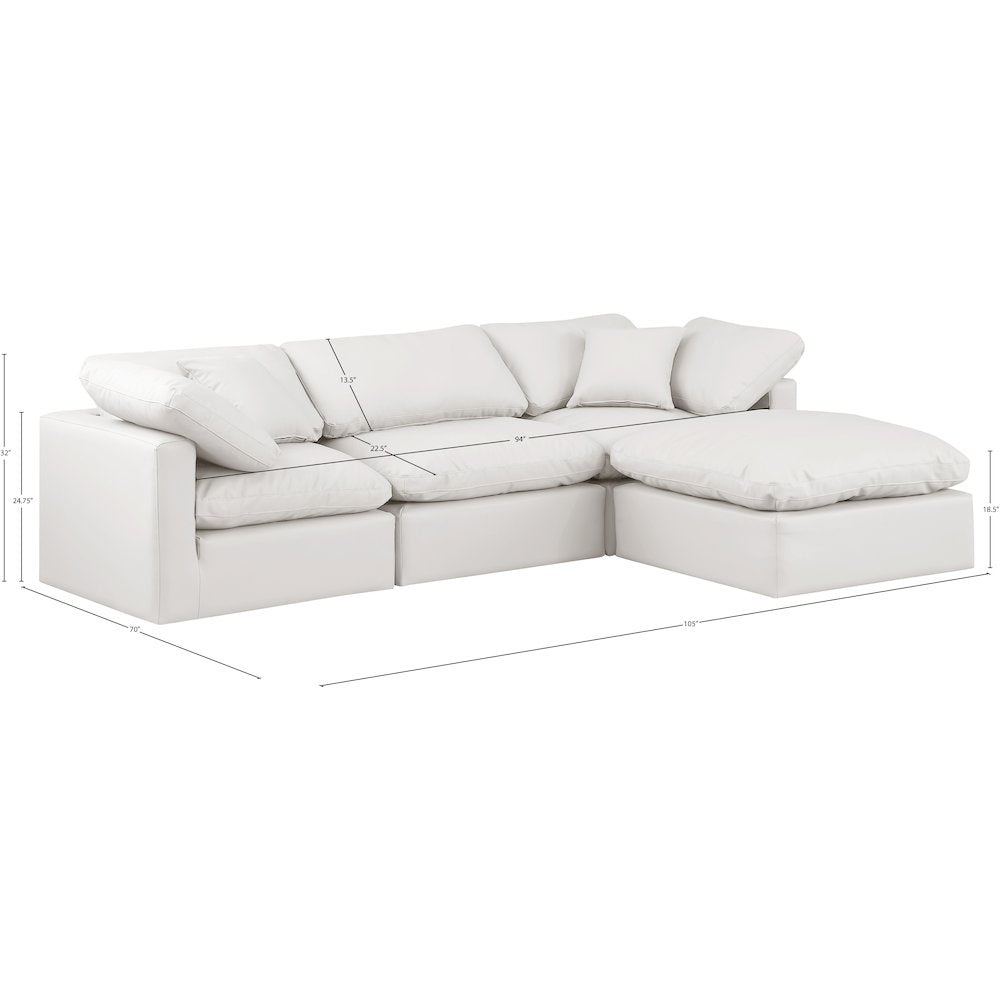 Indulge Cream Vegan Leather Modular Sectional