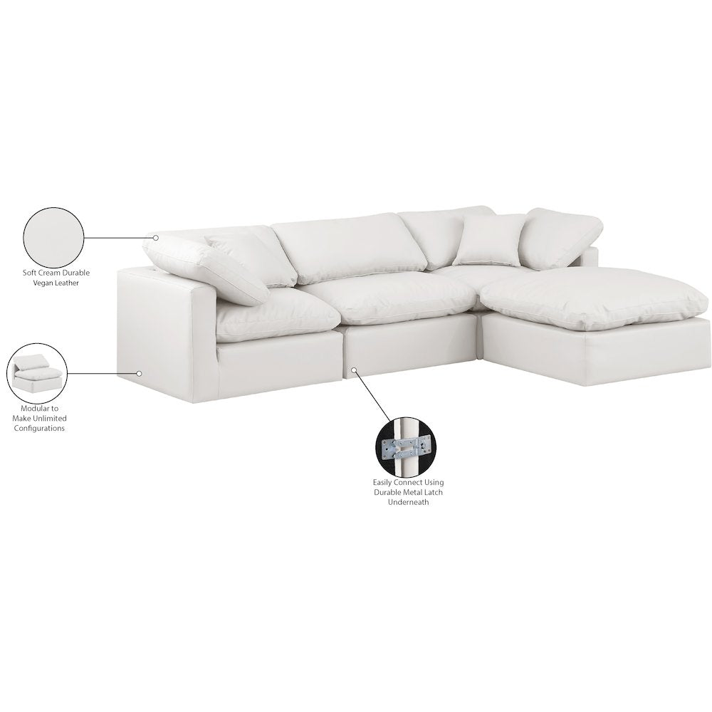 Indulge Cream Vegan Leather Modular Sectional
