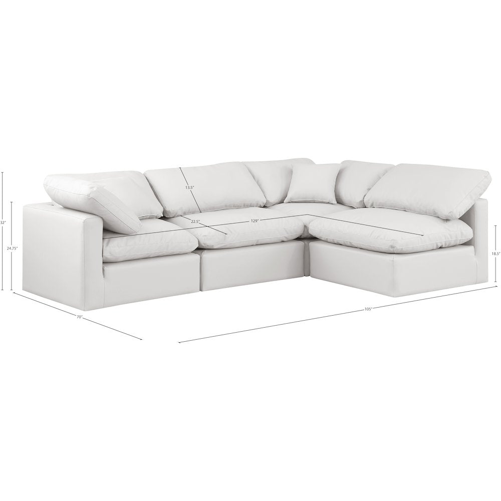 Indulge Cream Vegan Leather Modular Sectional