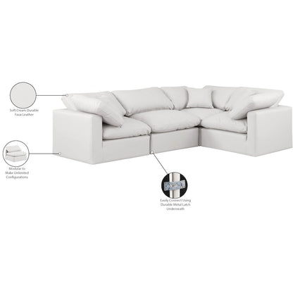 Indulge Cream Vegan Leather Modular Sectional