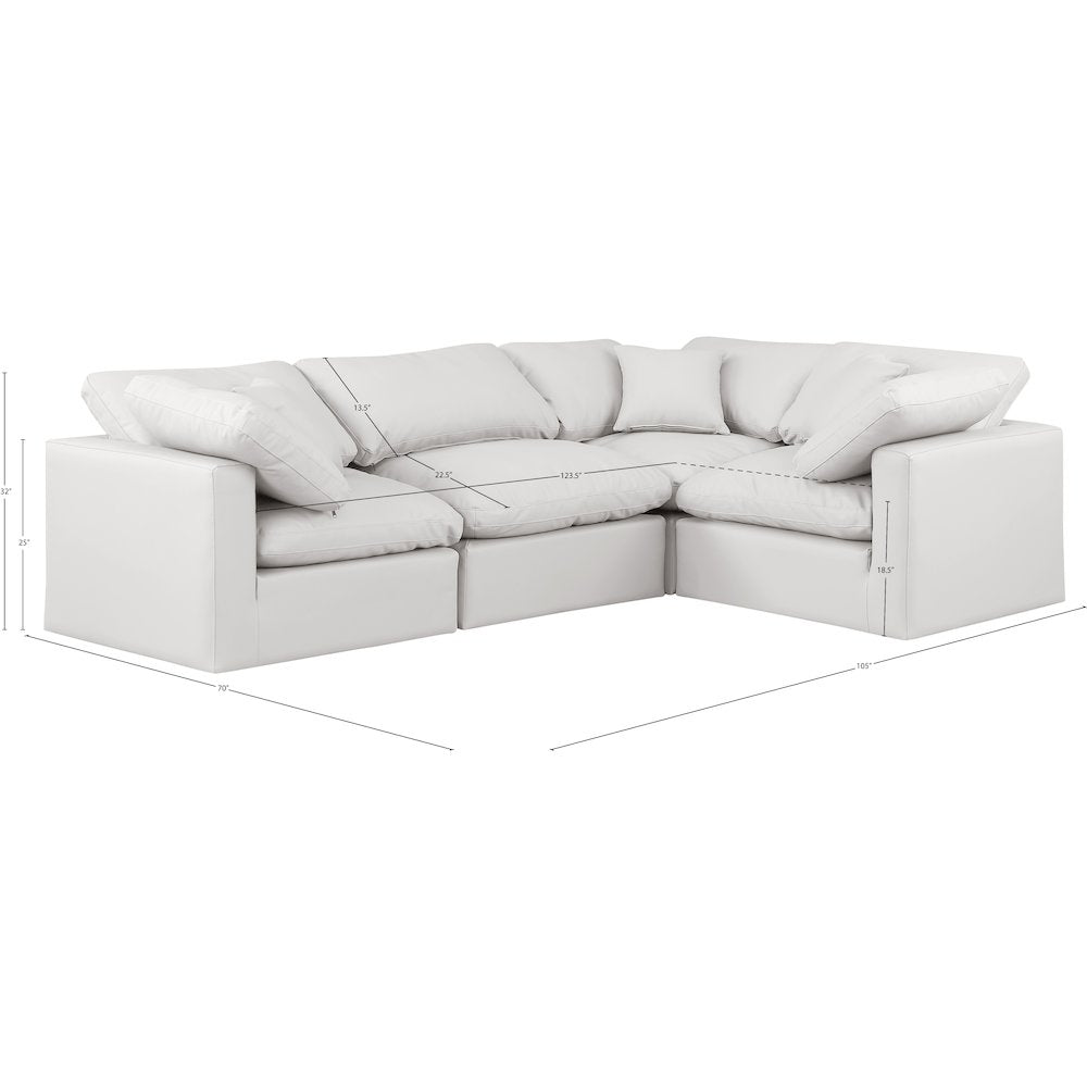 Indulge Cream Vegan Leather Modular Sectional