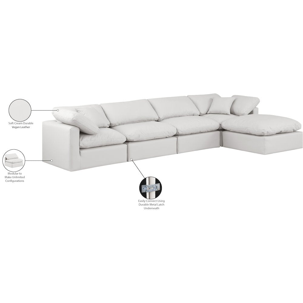 Indulge Cream Vegan Leather Modular Sectional