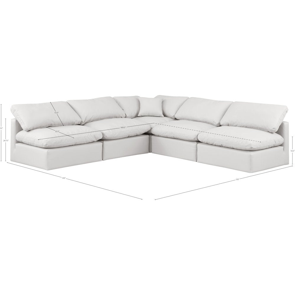 Indulge Cream Vegan Leather Modular Sectional