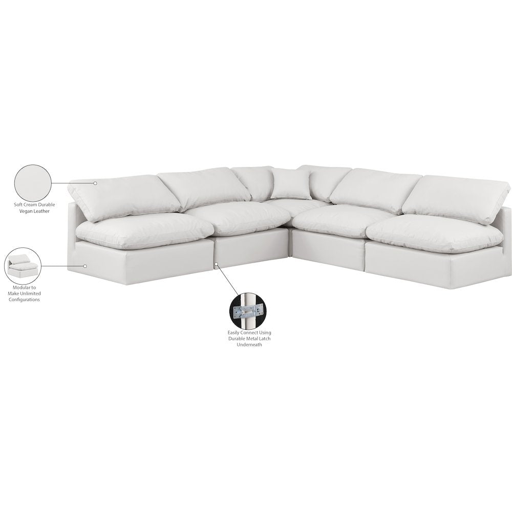 Indulge Cream Vegan Leather Modular Sectional