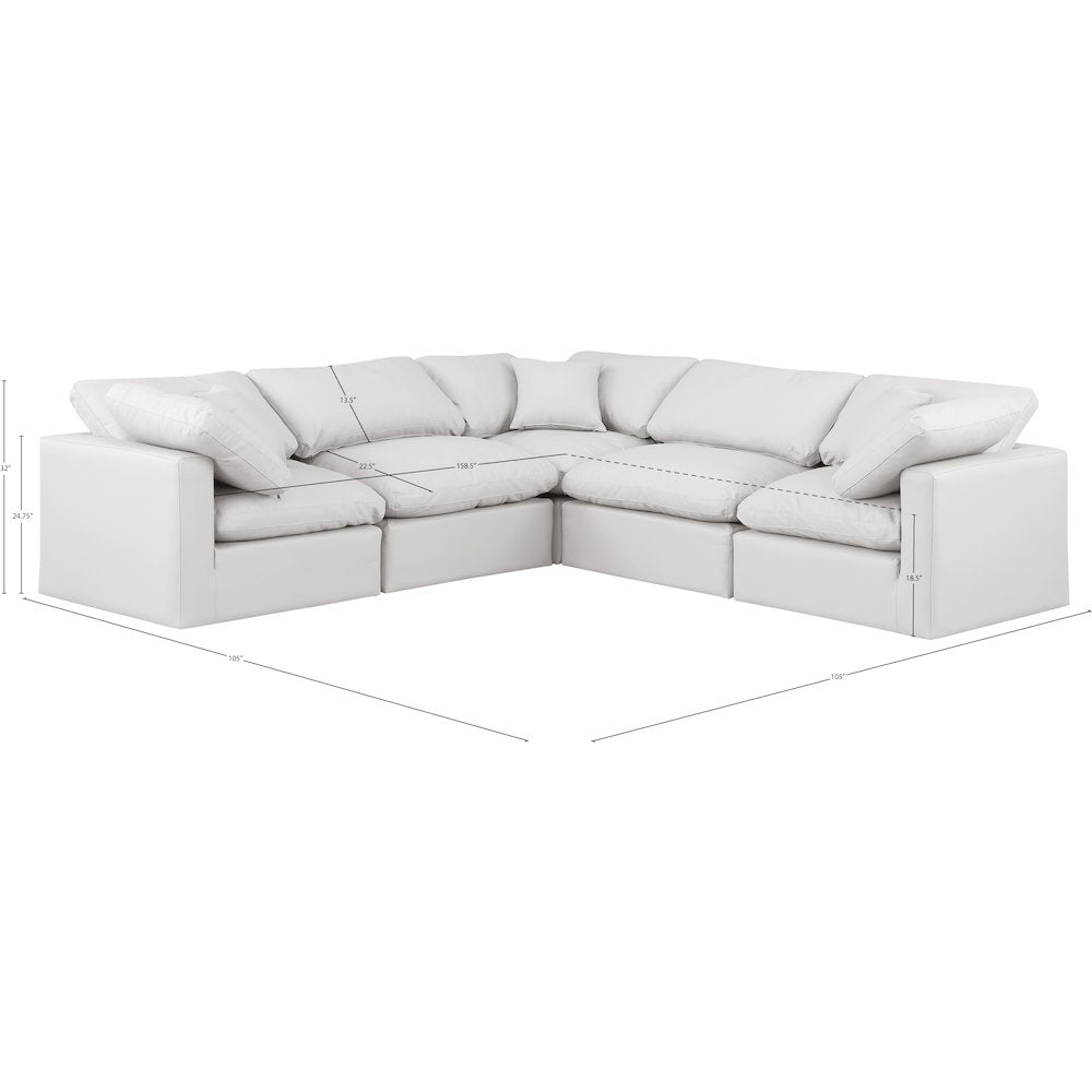 Indulge Cream Vegan Leather Modular Sectional