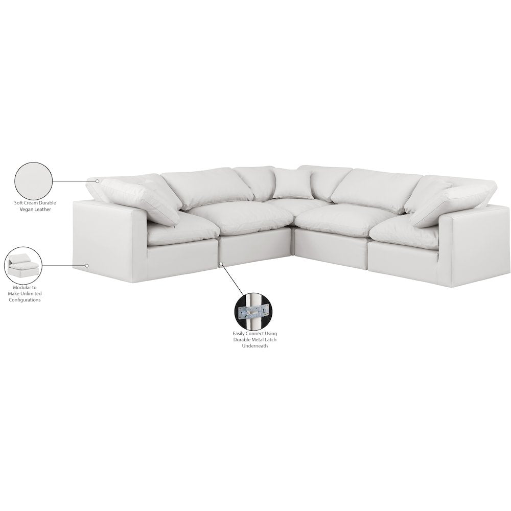 Indulge Cream Vegan Leather Modular Sectional