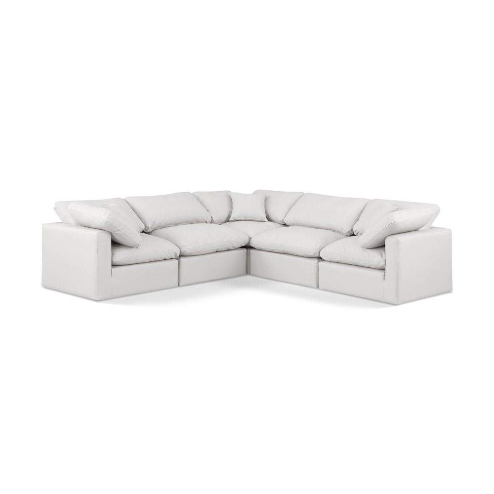 Indulge Cream Vegan Leather Modular Sectional