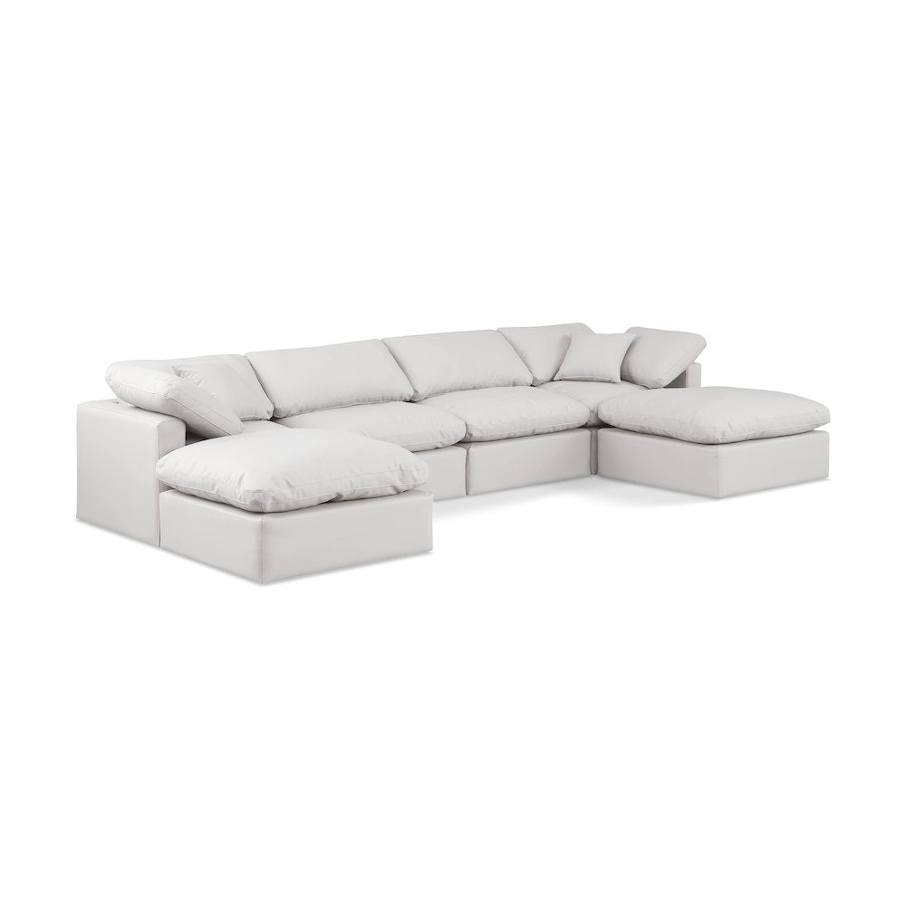 Indulge Cream Vegan Leather Modular Sectional