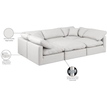 Indulge Cream Vegan Leather Modular Sectional