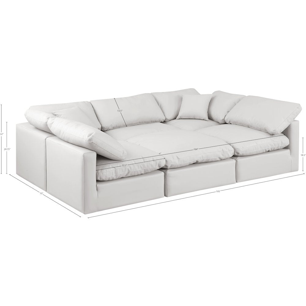 Indulge Cream Vegan Leather Modular Sectional