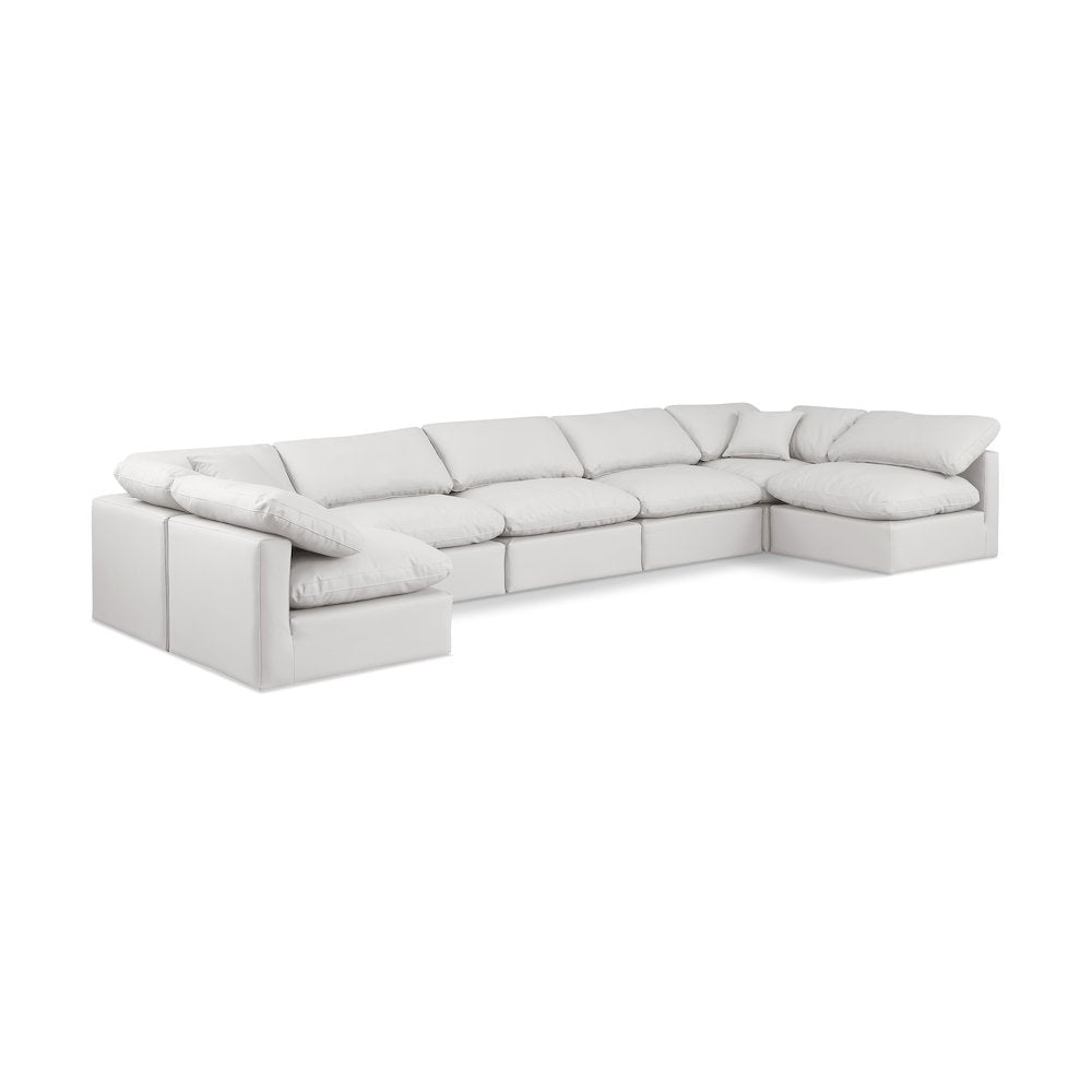 Indulge Cream Vegan Leather Modular Sectional