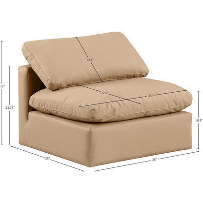 Indulge Tan Vegan Leather Armless Chair