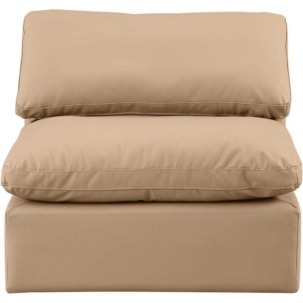 Indulge Tan Vegan Leather Armless Chair