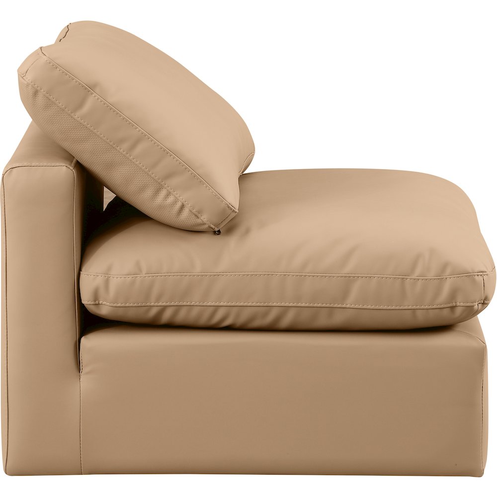 Indulge Tan Vegan Leather Armless Chair
