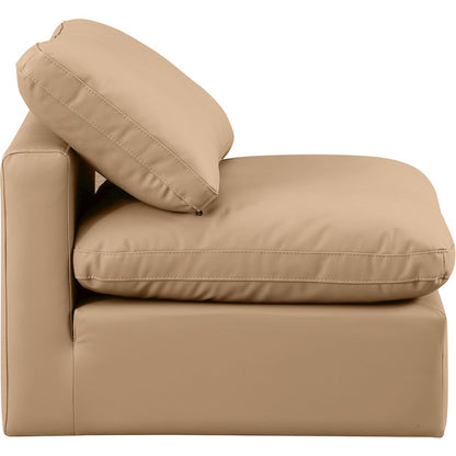 Indulge Tan Vegan Leather Armless Chair