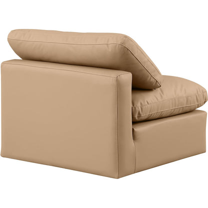Indulge Tan Vegan Leather Armless Chair