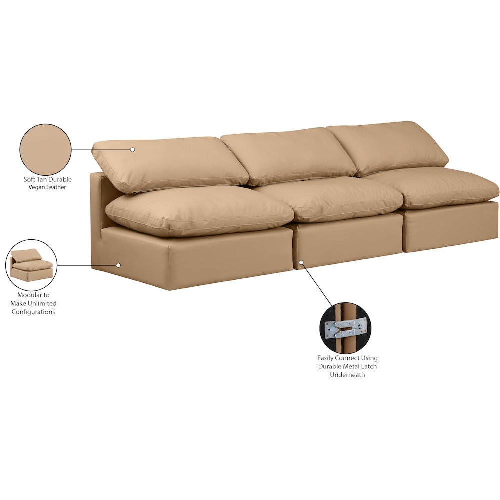 Indulge Tan Vegan Leather Modular Sofa