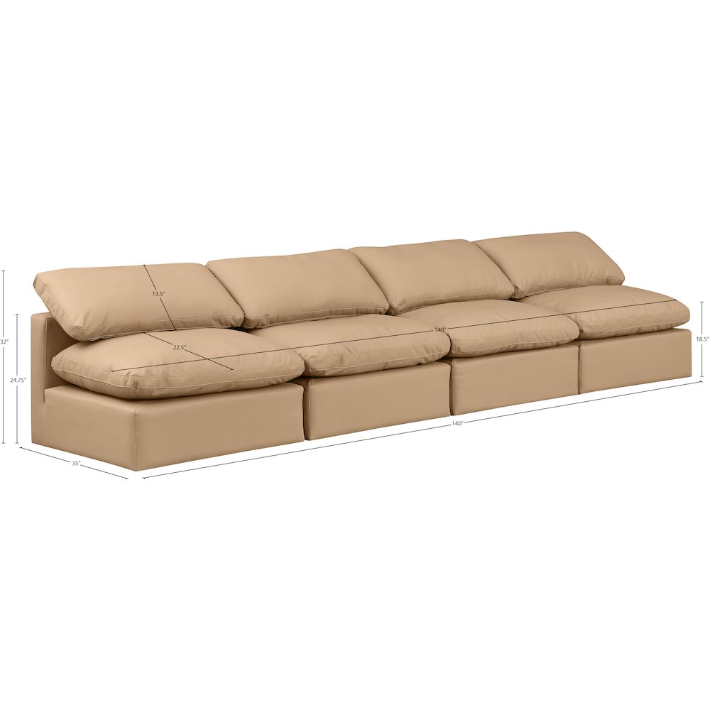 Indulge Tan Vegan Leather Modular Sofa