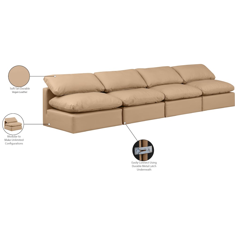 Indulge Tan Vegan Leather Modular Sofa