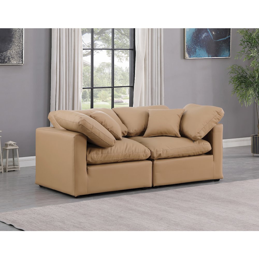 Indulge Tan Vegan Leather Modular Sofa