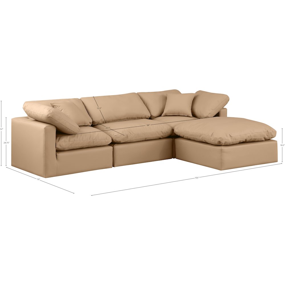 Indulge Tan Vegan Leather Modular Sectional